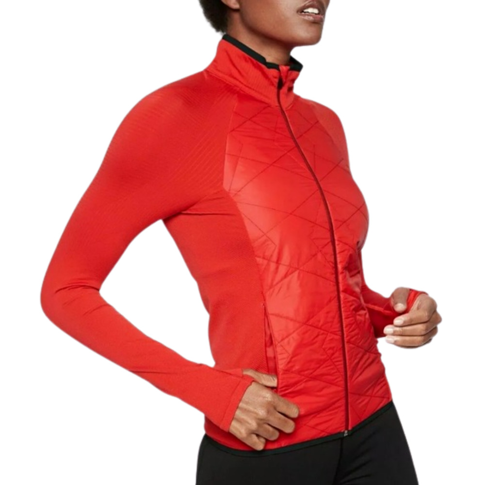 Athleta Jacket Womens Medium Red Flurry Force Puffer Quilted Primasoft Stretchy - Picture 1 of 12
